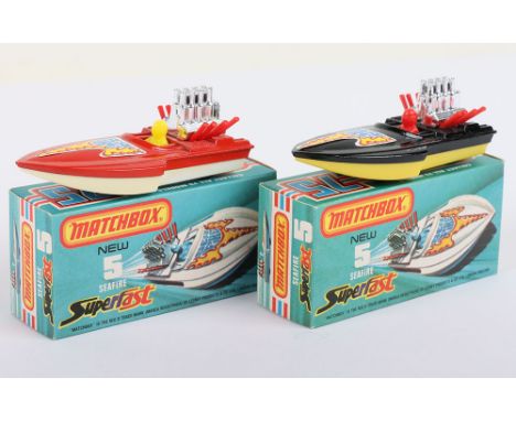 Two Matchbox Lesney Superfast Boxed Models, England: MB-5 Seafire, 2 harder to find model variations and 2 box variations 1) 
