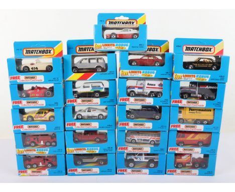 Twenty One Matchbox Superfast Boxed Issues, Including: Made In England:MB-64 Chrysler Caravan, Made in Macau: MB-1 Jaguar XJ6