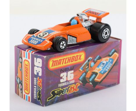 Matchbox Lesney Superfast Boxed Model, England: MB-38 Formula 5000 with scarce 5-ARCH rear wheels as opposed to usual Maltese