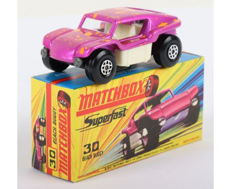 Matchbox Lesney Superfast Boxed Model, England: MB-30 Beach Buggy with scarce WHITE interior as opposed to standard Yellow in