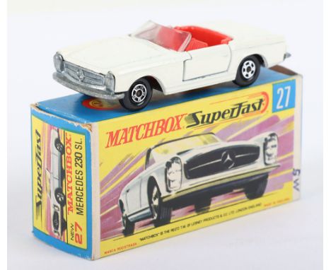 Matchbox Lesney Superfast Boxed Model, England: MB-27 Mercedes 230 SL, Transitional model with Cream body as opposed to White