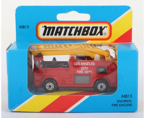 Matchbox Lesney Superfast Boxed Model, England: MB-35 Merryweather SNORKEL Fire Engine with LOS ANGELES CITY FIRE DEPT, rare 