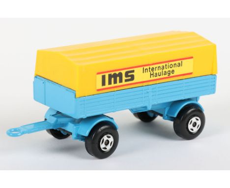 Matchbox Lesney Superfast Model, England: MB-2 Mercedes Trailer with rarer LIGHT BLUE body and IMS labels, light Orange-Yello