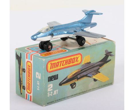 Matchbox Lesney Superfast Boxed Model, England: MB-2 S-2 Jet with rarer PLAIN GREY folding wings as opposed to usual White or