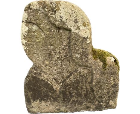 An antique stone carving of a face [43x39x14cm] 