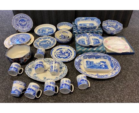 A Collection of blue and white Spode ware. Tea cups, bowls and various other collectables. 