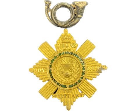Queen's Body Guard for Scotland. Royal Company of Archers Victorian Sash Badge. Together with a Military cap badge- old stick