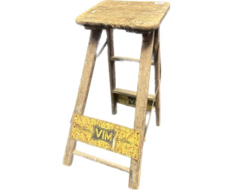 A set of vintage step ladders 'VIM, For Scrubbing, For Polishing' 