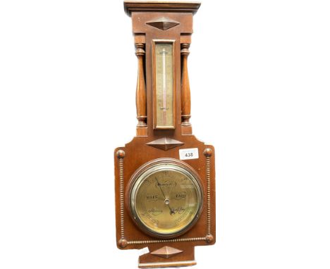 Mahogany cased wall barometer and thermometer. [52cm in length] 