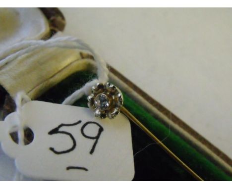 Boxed - 18ct gold white stone set stick pin    