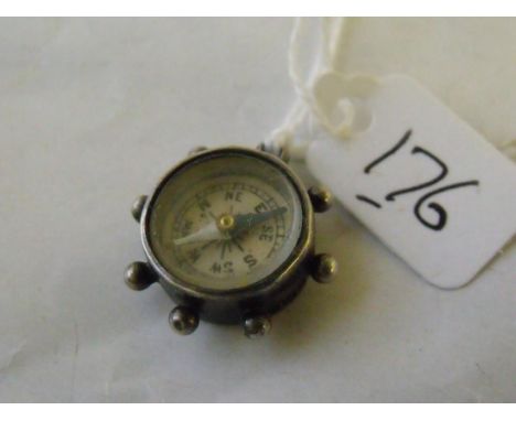 Antique silver compass and bloodstone  fob         