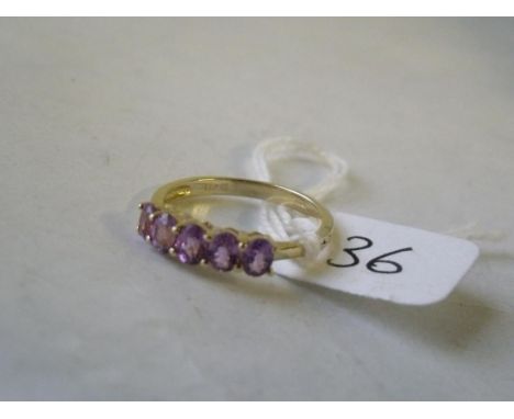 9ct five stone amethyst ring approx size 'O'    