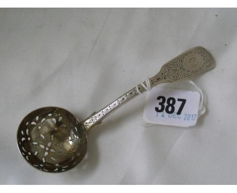 Early Victorian bright cut sifter ladle Lon  1844 by Lias 24g       