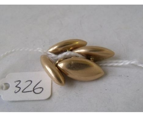 Pair 15ct gold torpedo cufflinks 7g     