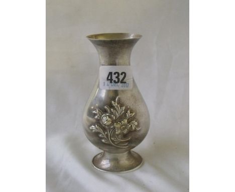 Foreign baluster shaped vase embossed with  flowers  110g        