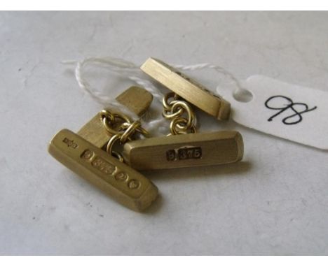 Pair 9ct ingot style cufflinks 13.9g     