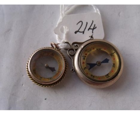 Two 9ct compass fobs       