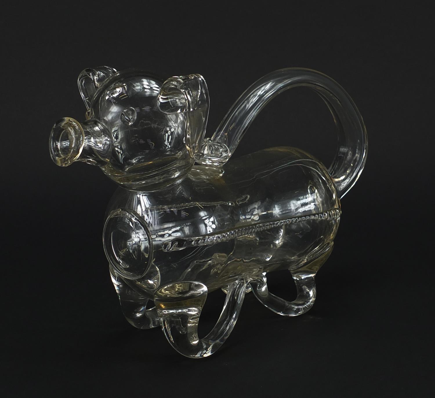 Victorian glass gin pig decanter, 27cm diameter For Further Condition