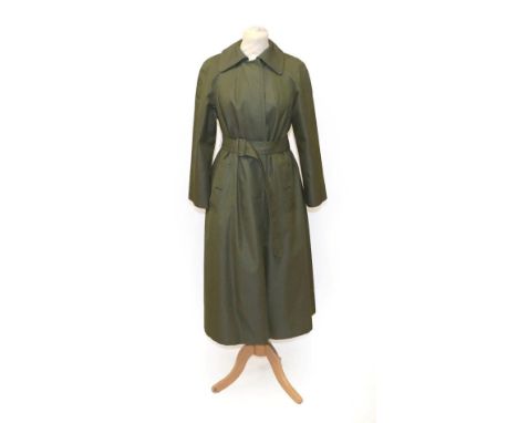 Aquascutum Aqua 5 Green Mac, with button fastenings, side pockets and belt    