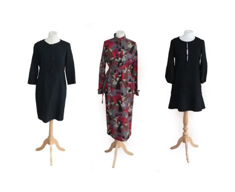 Assorted Items of Chloe Clothing, comprising a black wool tunic with V neck and button fastening, long sleeves, tapered cuffs