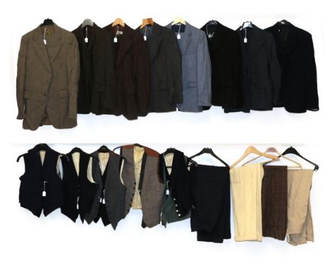 Assorted Early 20th Century Gentlemen's Suits, Jackets, Waistcoats, Trousers etc, comprising OHM &amp; Webster of Manchester 