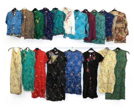 Collection of Circa 1930's and Later Chinese Brocade and Embroidered Jackets, Tops and Cheongsams, in various colours and des