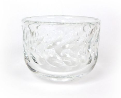 Gunnar Cyren for Orrefors, a leaf cut glass bowl, etched '4063-111', d. 14 cm