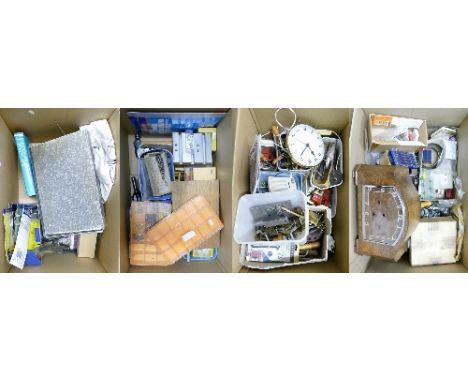 Four boxes of miscellaneous watchmaker's tools etc