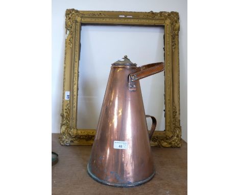 A gilt picture frame, together with copper and brass drinks carrier with ceramic liner