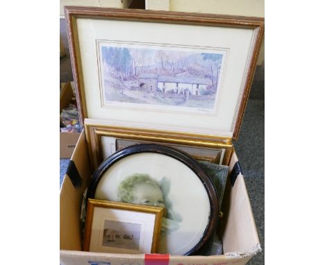 A box of miscellaneous prints, engravings, etc