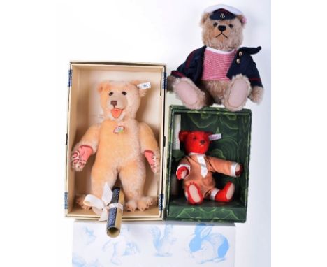 Three Steiff boxed Limited Edition Bears, Schnapp-Dicky 1936 Blond 32cm, 839/5000, Teddybear Jack light brown 33cm, 102/1500,