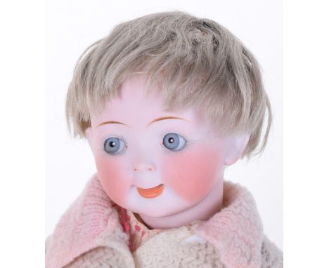 A rare Hertel, Schwab &amp; Co 165 bisque head Googly-eyed doll, circa 1911, the very pale and fine bisque head with weighted