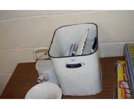 ENAMEL BREAD BIN AND VARIOUS OTHER ITEMS