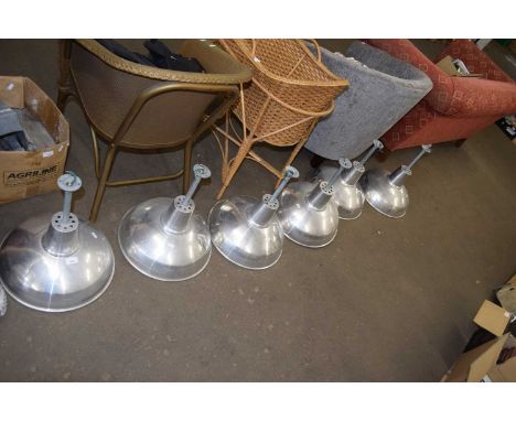 SIX INDUSTRIAL METAL LIGHT FITTINGS