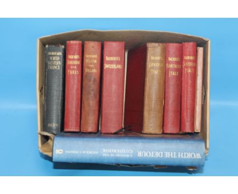 BAEDEKER TRAVEL GUIDES to include Northern Italy 1903, Southern Italy 1908, Central Italy 1890, Switzerland 1891, Belgium and
