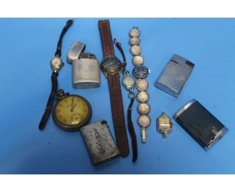 COLLECTABLES TO INCLUDE ROTARY WRIST WATCH, LIGHTERS, POCKET WATCH ETC.