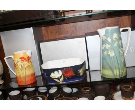 TWO ROYAL WORCESTER JUGS TOGETHER WITH A ROYAL WORCESTER BOWL  (3)