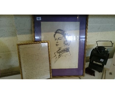 Pietro Annigoni: A framed and glazed Limited Edition print (signed in pencil to margin); Queen Elizabeth with accompanying fa