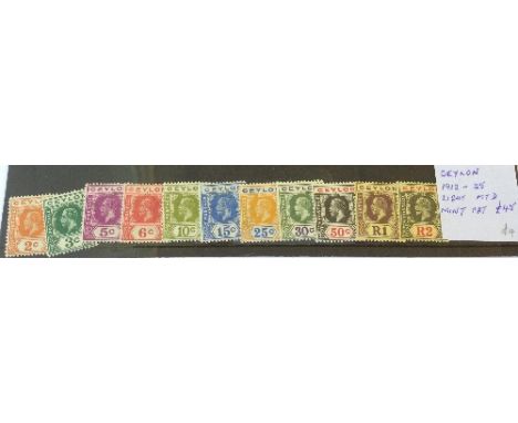 Eleven Ceylon mint stamps, 1912-25, light mtd. Cat. £45.