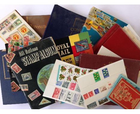 A box containing various stamp albums to include mixed GB and commonwealth together with various used worldwide stamps. 
