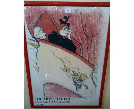 A framed and glazed furnishing print: Toulouse-Lautrec, La Logeoau Mascaron Dore.