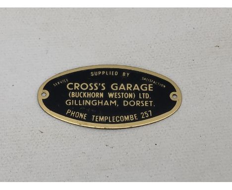 A Cross's Garage of Gillingham, Dorset oval supply plate.