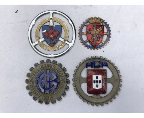Four Automobile Club badges for Brazil, Portugal, Northern France and Perugia.
