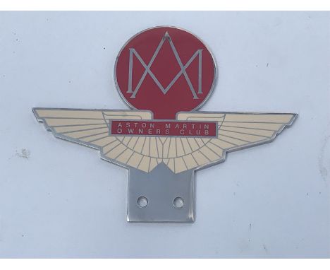 An Aston Martin Owners Club enamel car badge.