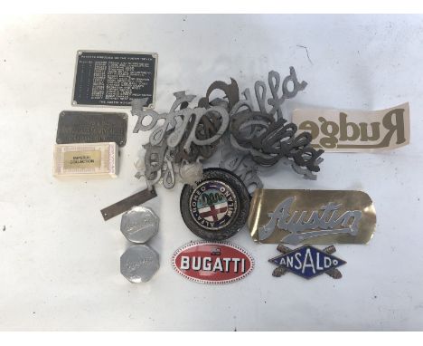 A selection of enamel and other car badges to include Alfa-Romeo, Ansaldo etc. 