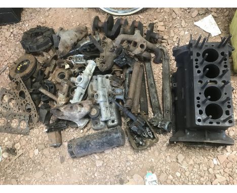 A post-war Riley engine block and various associated post-war Riley parts. 
