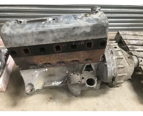 An Alvis Speed 20 six cylinder engine, appears mostly complete.