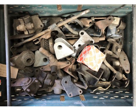 A quantity of Alvis shackles and brackets, also engine mounts. 