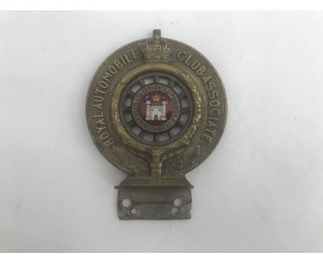 An RAC Associate car badge with Doncaster and District Automobile Club part enamel centre, nickel 1912 pattern, no. N92.
