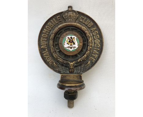 A Royal Automobile Club Associate car badge with Yorkshire Automobile Club enamel centre, with date disc for 1933 to the reve